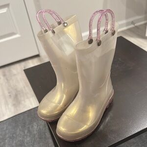 Stylish Cream and Pink Rain Boots